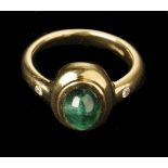 * Emerald Ring. An 18ct gold emerald ring set