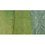 * Fabric. Two pieced panels of matching bright green silk damask, late 18th/early 19th century,