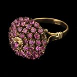 * Pink Sapphire Ring. 14K gold pink sapphire cluster ring