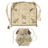 * Bag. A tambour work reticule, circa 1790, & another bag