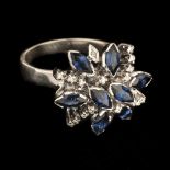 * Sapphire & Diamond Ring. An 18k white gold sapphire and diamond ring