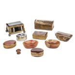 * Agate Boxes. A collection of 19th century and later agate boxes