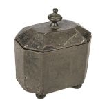 * Tobacco Box. A George III period 'Folk Art' pewter tobacco box circa 1820