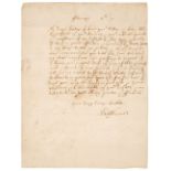 * Morice (William, 1602-1676). Autograph Letter Signed, ‘Will[iam] Morice’