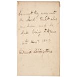 * Livingstone (David, 1813-1873). Autograph Quotation Signed, ‘David Livingstone’