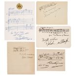 * Composers' Autographs. A group of 15 Autograph Musical Quotations Signed