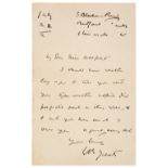 * Yeats (William Butler, 1865-1939). Early Autograph Letter Signed, 'W. B. Yeats’