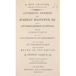 Pasquin (Anthony). Authentic Memoirs of Warren Hastings, London: J. Bew, 1793,