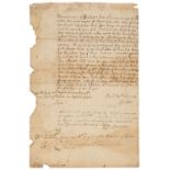 * James II (1633-1701). Document Signed, ‘James R’, as King