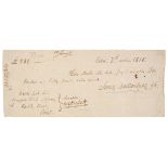 * Scott (Walter, 1771-1832). Promissory Note signed ‘Walter Scott’
