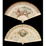 * Chinese. A painted ivory brisé fan, circa 1860s