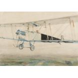 * Bradshaw (Stanley Orton, 1903-1950). WWI biplane, watercolour