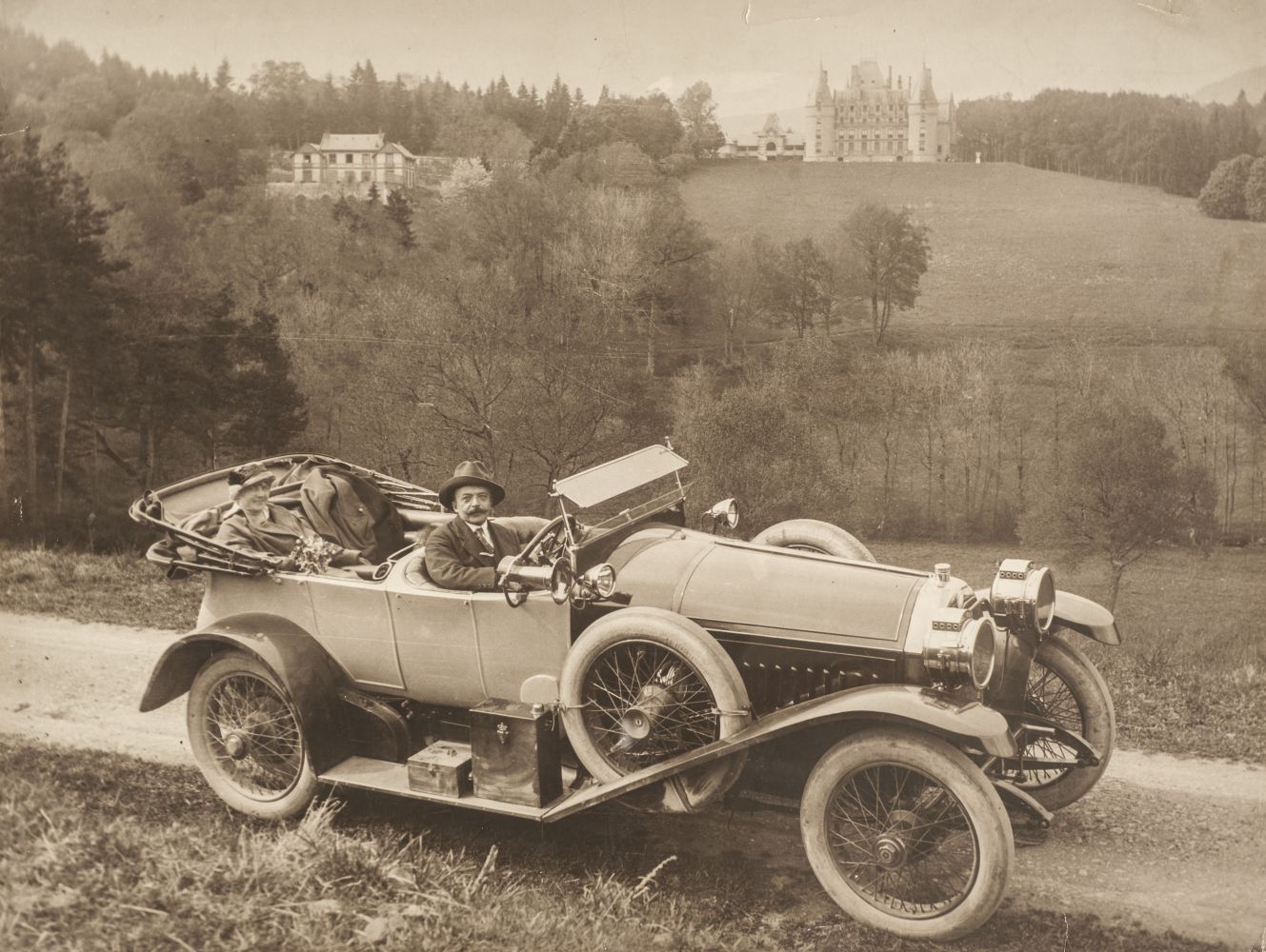 * Early Motoring. A fine enlarged sepia-tone photograph, circa 1918