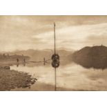 * China. A pair of sepia photogravures of boats on the River Hwei, China, by Donald Mennie, 1925