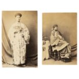 * China. A pair of unmounted carte-de-visite-size photographs of Chang the Giant and his wife, 1868