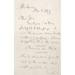 * Elgar (Edward, 1857-1934). Autograph letter, 1897