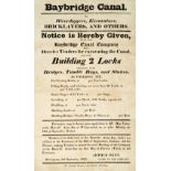 Baybridge Canal, Sussex. A pair of broadsides relating to the canal construction and later closure,