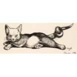 * Hassall (John, 1868-1948). Cat with Knot in Tail, pen and ink,