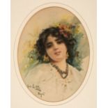 * De Lisio (Arnaldo, 1869-1949). Neopolitan Gypsy Girl, oval watercolour