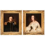 * British School. Portraits of a British Naval Officer and a Lady, circa 1850s
