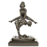 * After Barye (Alfred, 1838-1882). Leapfrog, a bronze sculpture