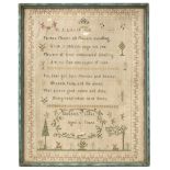 * Samplers. A needlework picture by Elizabeth Lucas, early 19th century, plus 2 others