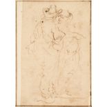 * Della Bella (Stefano, Florence 1610-1664). Two standing male figures, pen and brown ink