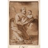 * Nasini (Giuseppe Nicola, 1657-1736). Saint Joseph with the Christ Child, pen, brown ink and wash