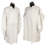 * Clothing. Two 18th century men's shirts, and a shift nightdress
