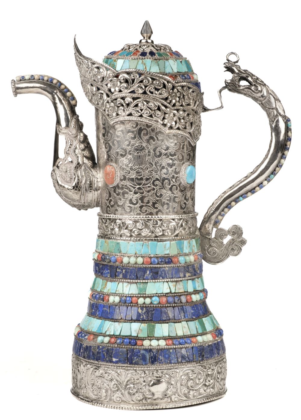 * Tibet. A Tibetan white metal ewer