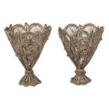 * Ottoman Empire. A pair of white metal zarfs (cup holders)