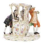 * Meissen Style Porcelain. A Meissen style porcelain figural group and other items