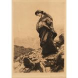 * Herkomer (Hubert von, 1849-1914). Woman holding a lamb