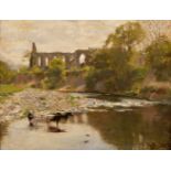 * Wild (Frank Percy, 1861-1950). Cattle Watering at Bolton Abbey