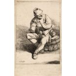 * Bega (Cornelis Pietersz, circa 1631/32-1664). The Drinker (Der Trinker), etching, first state