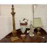 * Table Lamp. A modern brass corinthian column table lamp