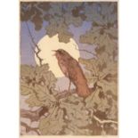 AR * Seaby (Allen William, 1867-1953), Nightingale, colour woodblock