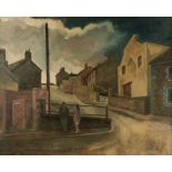 AR * Chapman (George, 1908-1994). Rhondda street scene, oil