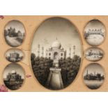 * Indian Miniatures. Oval miniature views of India, mid-19th century