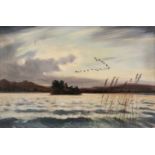 AR * Watkins-Pitchford (Denys, 1905-1990). Geese in Flight over a Loch