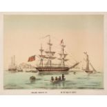 * Australia. English Corvette Fly on the Road of Sydney, F. Lenz, Berlin, circa 1843