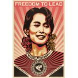 * Fairey (Shepard, 1970- ). Freedom to Lead, 2009, screenprint in colours