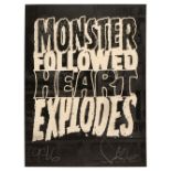 * Faile (1999- ). Monster Followed Heart Explodes, 1986, laser etched print on card