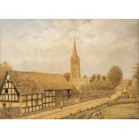 * Naive School. Weobley Church and Church Lane, by John Jones, circa 1900