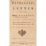 Heidegger (John James). Letter to the Bishop of London, & The Masquerade. A Poem,, 1724