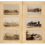 Railway Postcards. An album containing approximately 330 sepia real photo postcards by E. Pouteau