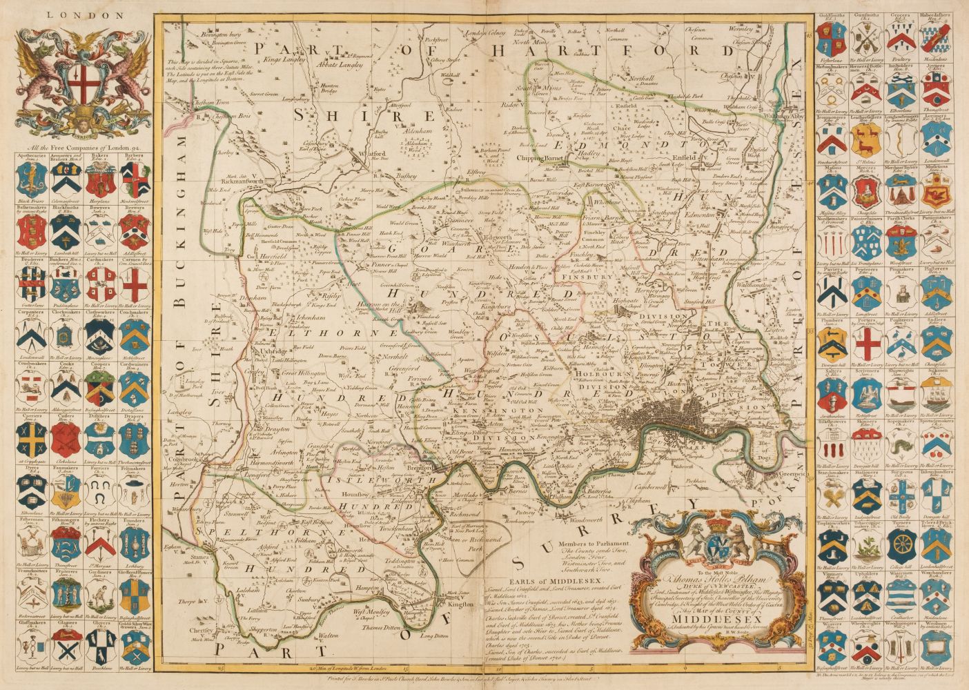 Middlesex. Seale (Richard), ..., Map of the County of Middlesex..., 1765