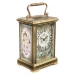 Carriage Clock. A late 19th century French brass carriage clock