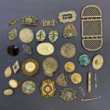 Costume Jewellery. An Edwardian silver belt buckle and other items