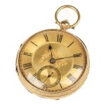 Pocket Watch. An Edwardian 18ct gold open face pocket watch